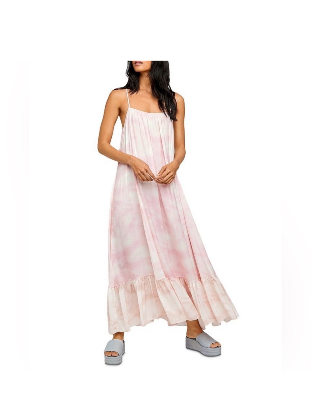 🌸Free People Intimately Full On Maxi Slip Dress Pink Purple Tie Dye A-Line US L - Picture 3 of 16